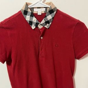 Boys Burberry polo, original check collar